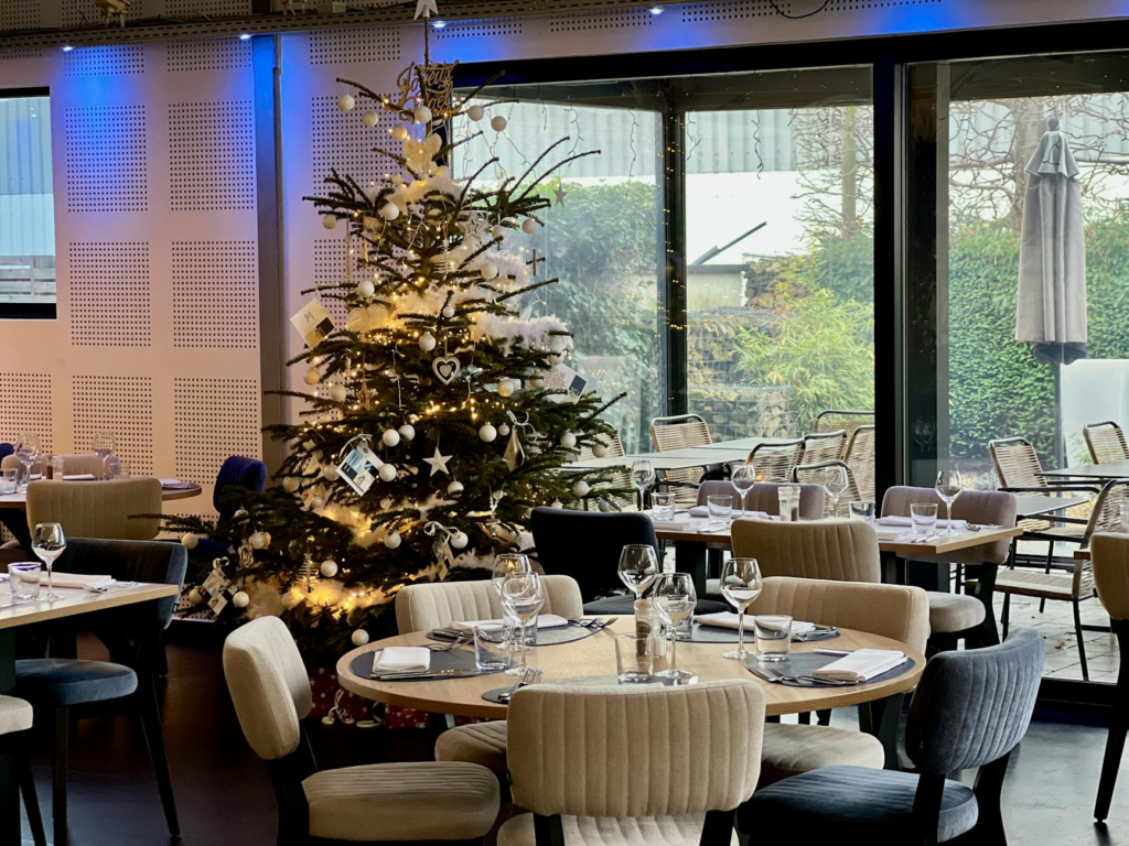 A festive restaurant interior decorated for the holiday season — Holiday Burger Deals Las Vegas