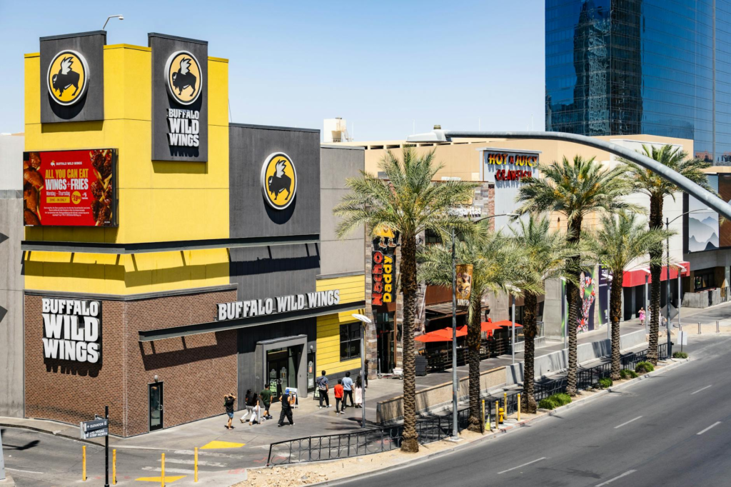 A vibrant happy hour menu showcasing various burger deals Las Vegas.