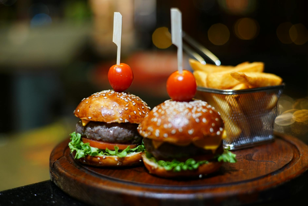 An elegant dining setup at a Las Vegas restaurant featuring gourmet burgers. — gourmet burgers Las Vegas
