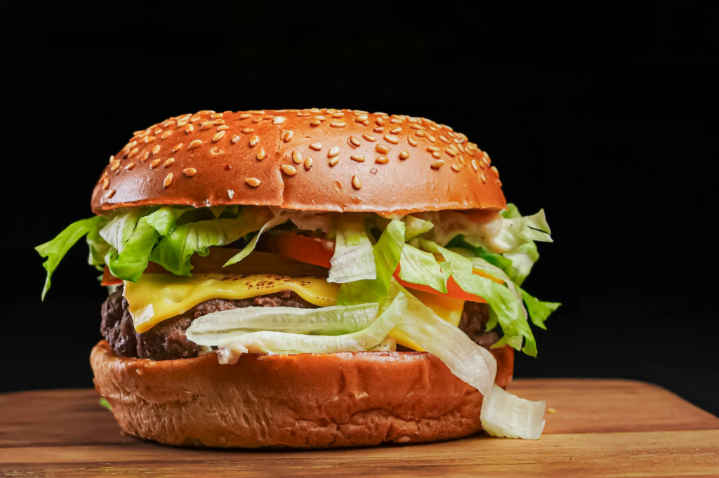 An exotic meat burger featuring bison with spicy jalapeño slaw. — unique burger styles Las Vegas