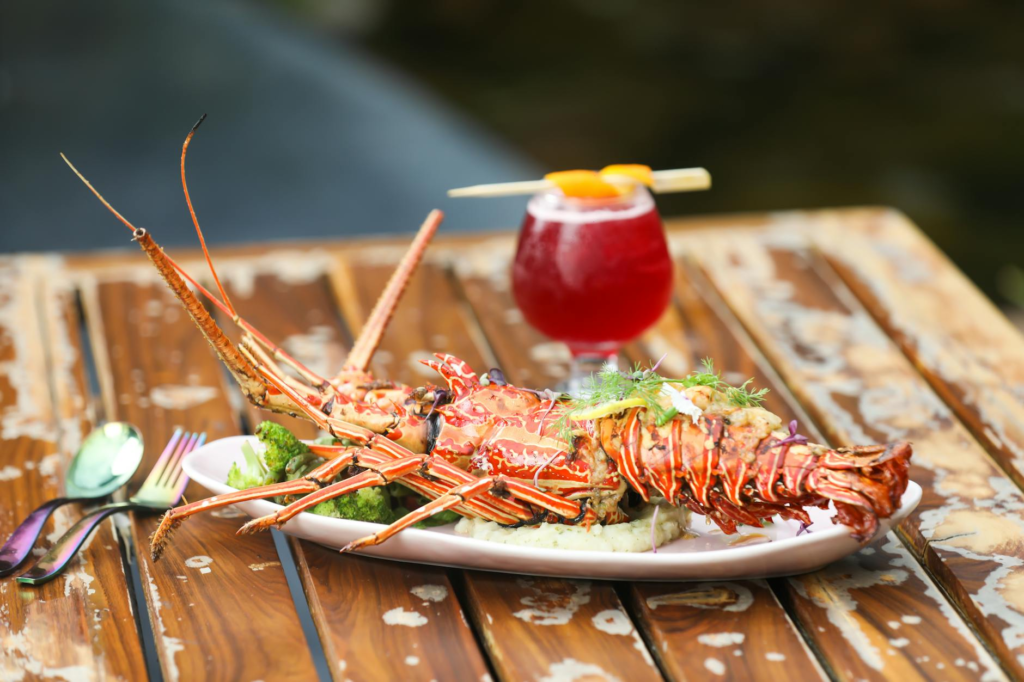The vibrant presentation of the lobster burger at The Barrymore. — gourmet burgers Las Vegas
