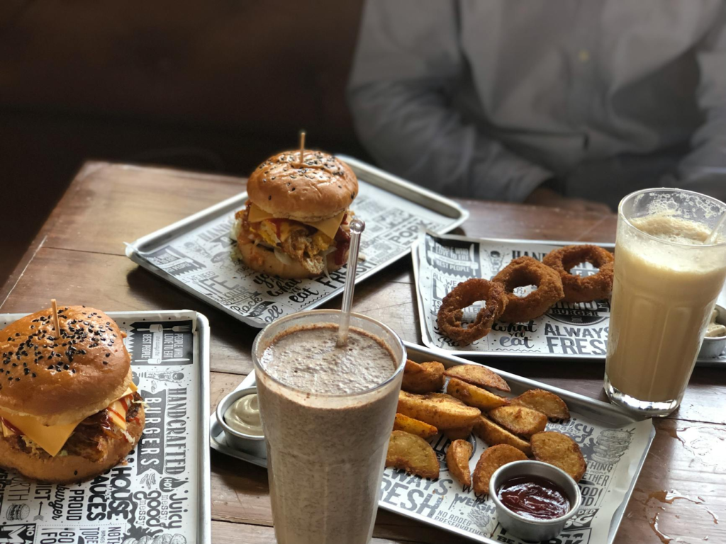 A delicious spread featuring different burgers and sides at Shake Shack. — best burgers Las Vegas Strip