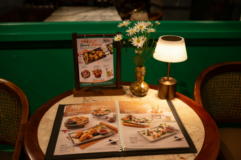 An inviting restaurant interior with a happy hour menu prominently displayed. — burger happy hour Las Vegas
