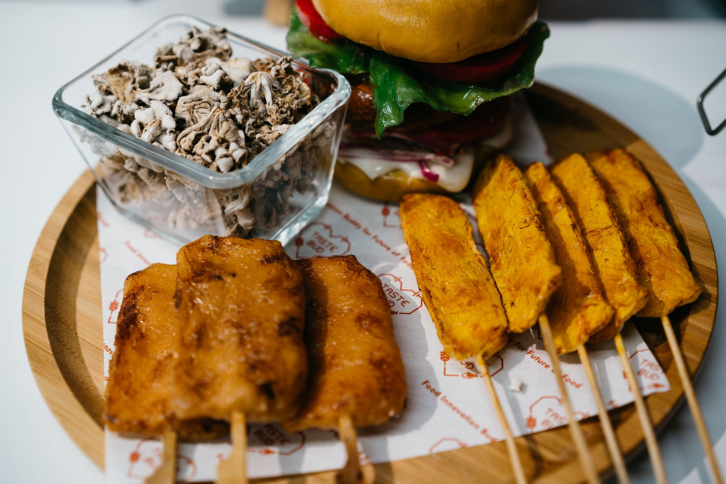 A close-up of a plant-based burger showcasing its texture and ingredients. — vegan burgers Las Vegas