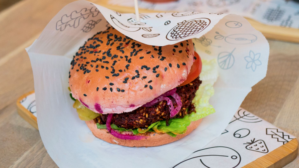 A collage of different vegan burgers available at various restaurants in Las Vegas. — vegan burgers in Las Vegas