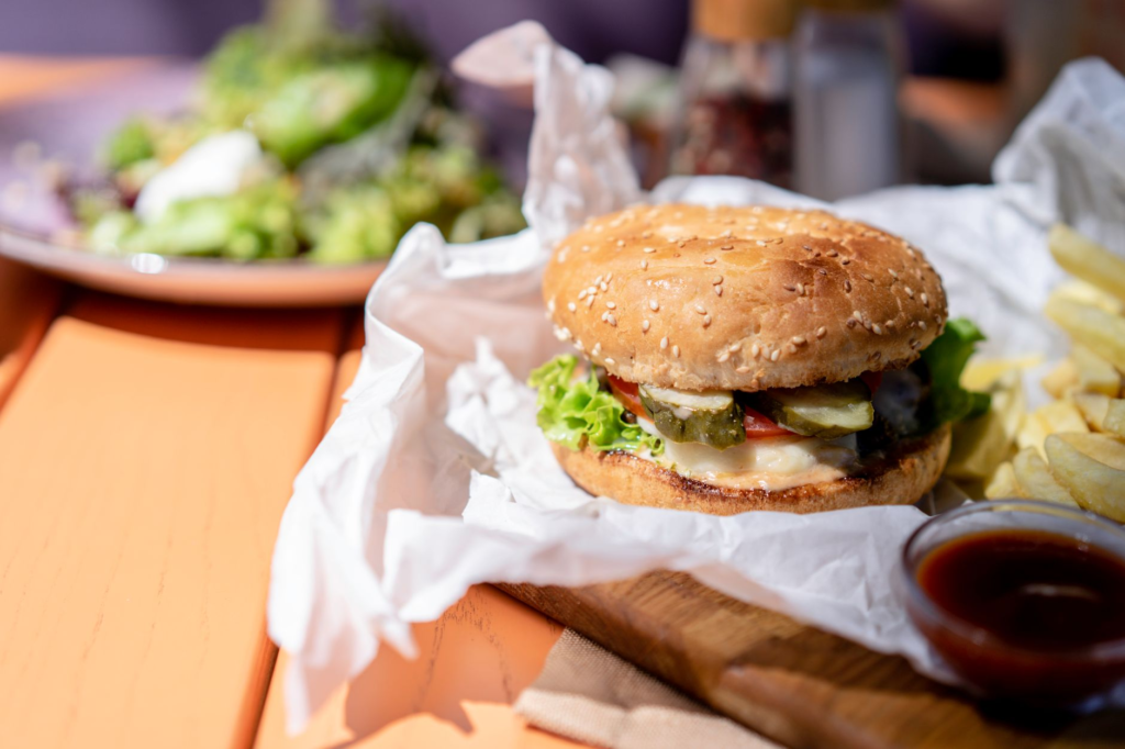 A colorful kids menu featuring burgers and fun sides. — family-friendly burgers Las Vegas