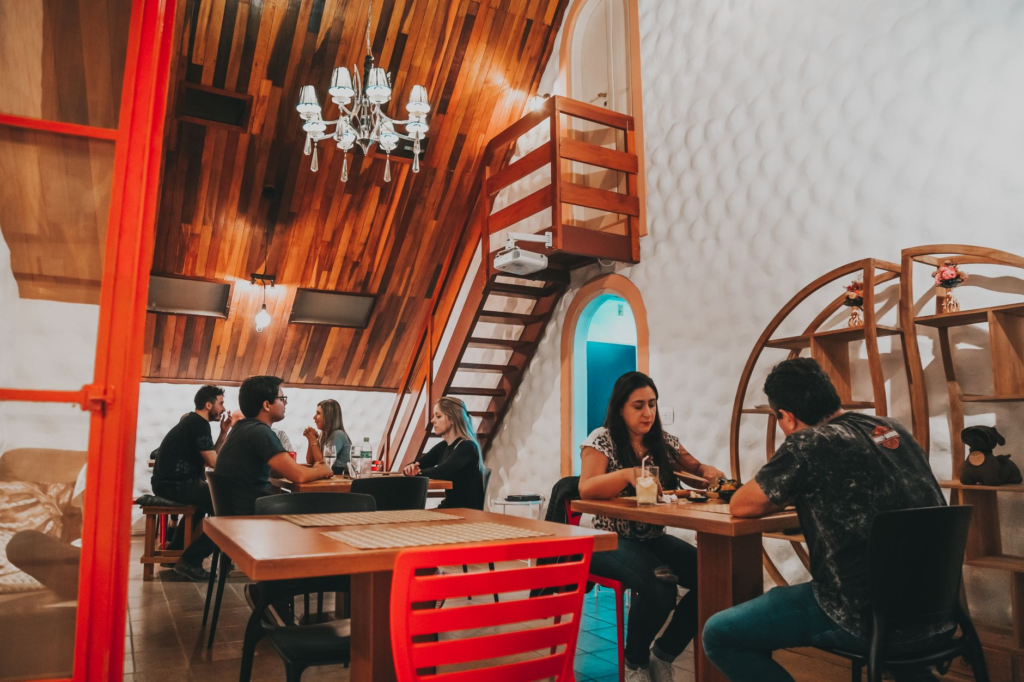 A cozy atmosphere at Therapy with customers enjoying their meals — hidden burger gems Las Vegas