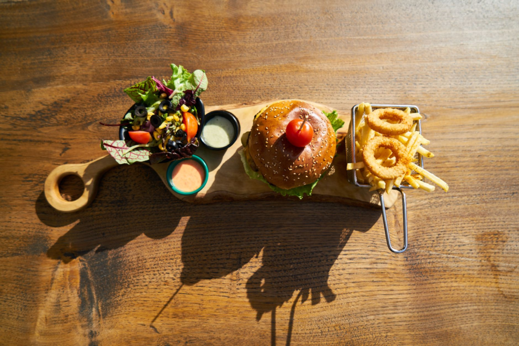 A mouth-watering gourmet burger with upscale ingredients, showcasing luxury in Las Vegas dining. — burger prices las vegas
