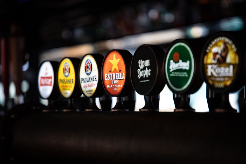 An assortment of craft beers on tap at a popular Las Vegas bar. — burgers and beer Las Vegas
