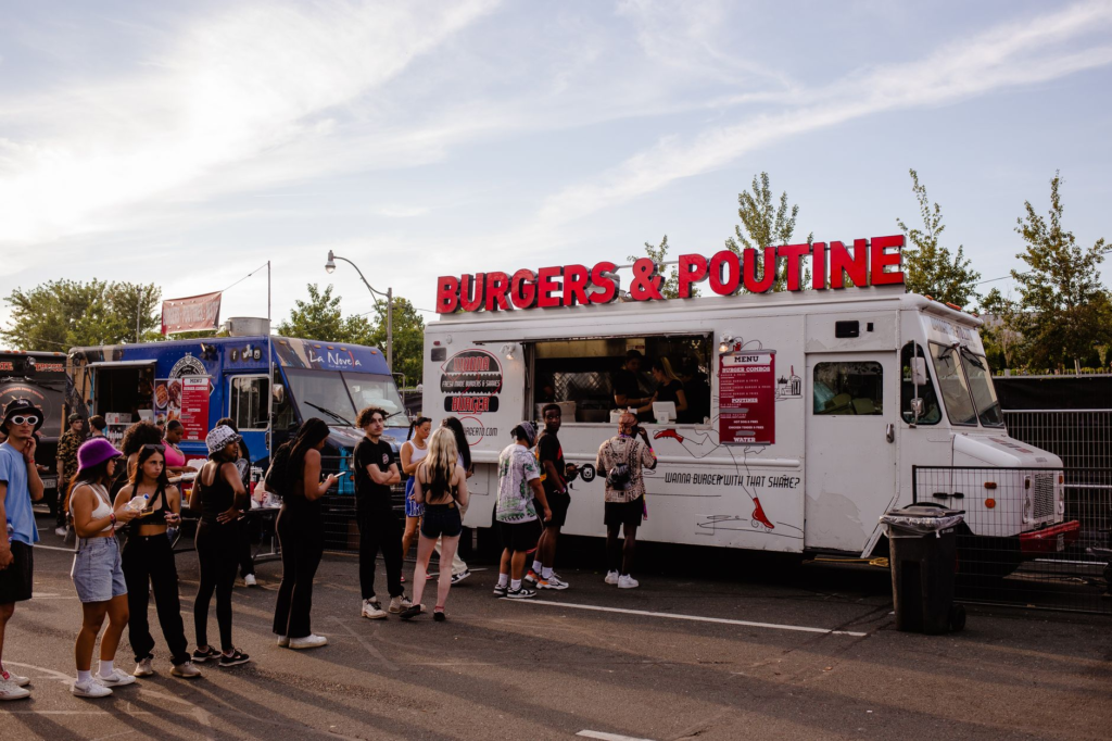 Festival-goers sampling different burger options at the Las Vegas burger festival 2026.