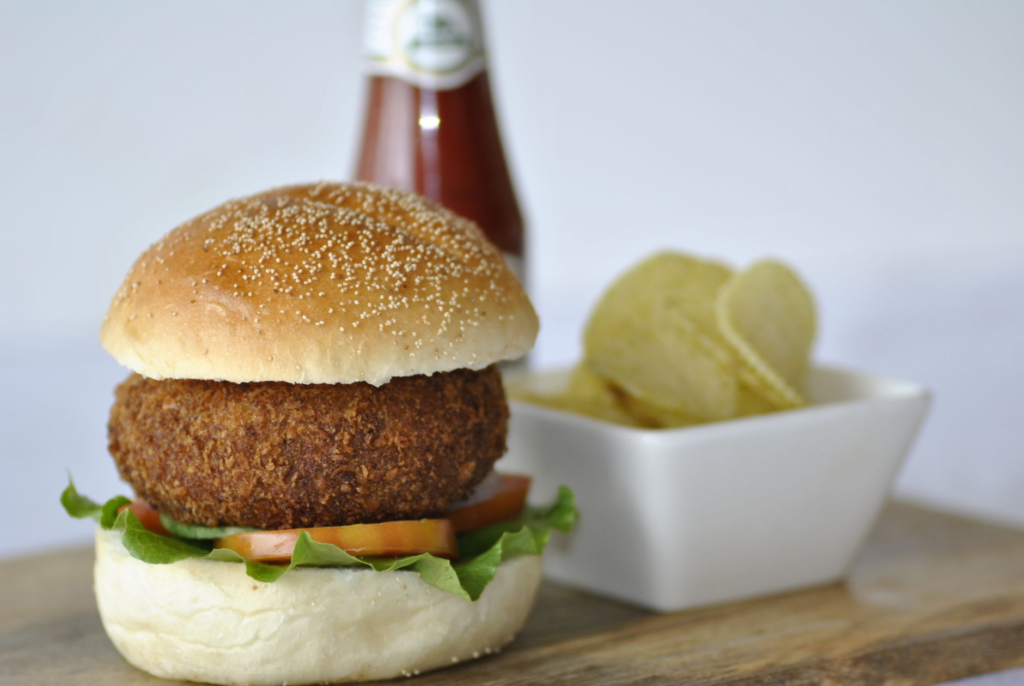 A close-up of a mouth-watering vegan burger option. — local burger spots Las Vegas