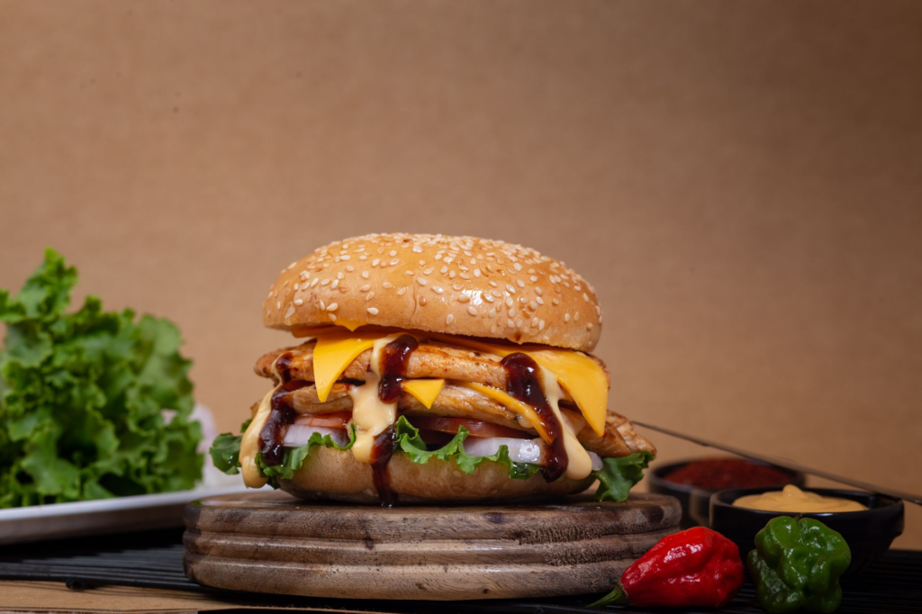 A mouth-watering spicy burger topped with jalapeños and hot sauce. — spicy burgers Las Vegas